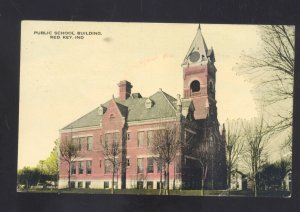 RED KEY INDIANA PUBLIC SCHOOL BUILDING VINTAGE POSTCARD 1917 PORTLAND IND.