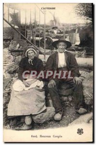 Old Postcard Folklore Auvergne Happy Couple