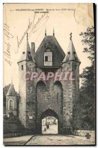 Old Postcard Villeneuve sur Yonne Sens Gate XIII century exterior side