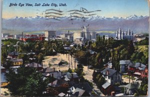 Birds Eye View Salt Lake City Utah Vintage Postcard C096