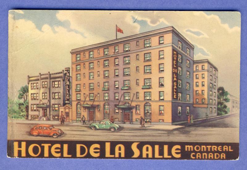 Montreal, Quebec, Canada Postcard, Hotel De La Salle, 1940's Cars