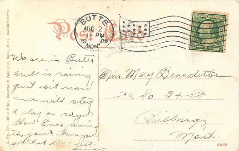 Vintage Postcard St. Patrick's Parochial School Butte Montana MT