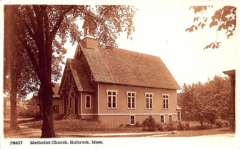 Holbrook MA Methodist Church Underwood & Underwood RPPC Postcard