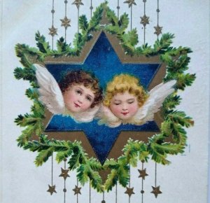 Happy New Year Postcard Ellen Clapsaddle Cherub Angels Stars 1908 Signal Ohio