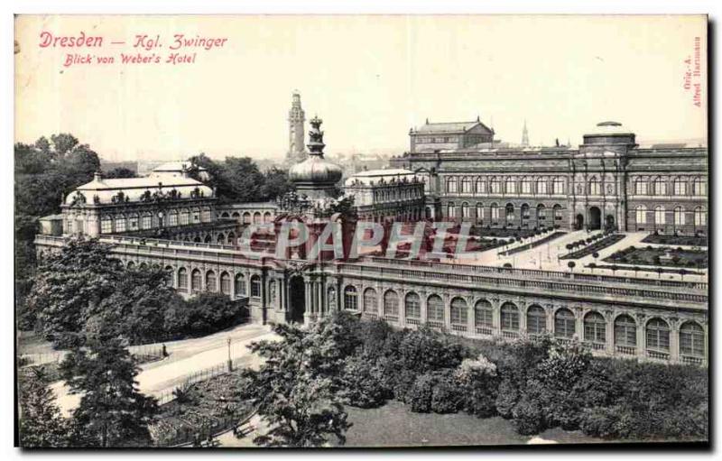 Old Postcard Kgl Dresden Zwinger Blick von Weber's Hotel