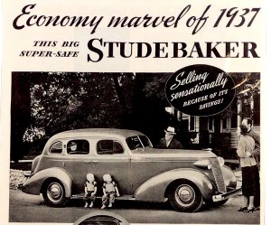 1937 Vintage Studebaker Paper Advertisement Economy Marvel of 1937 Family Twins