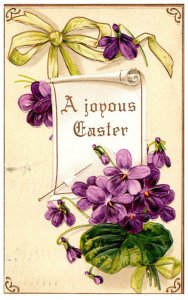 Easter Scroll with Pin, Purlpe flowers