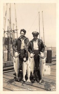 RPPC Washington Salmon Fishing Ellis Photo 1949 Aberdeen Vintage Postcard