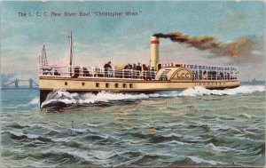 LCC River Boat 'Christopher Wren' England UK ES #163 Unused Postcard H29