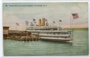 Hudson River Excursion Steamer Ship Newburgh New York 1910s postcard