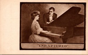 Romantic Couple Woman Playing Piano Enraptured