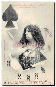 Old Postcard Folklore Cartomancie Clairvoyance Horoscope The 4 ladies Queen o...