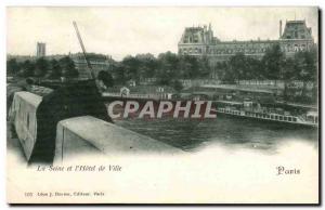 Paris 4 - The Seine and Hotel de Ville - Old Postcard -