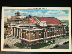 Vintage Postcard 1937 Memorial Hall Dayton Ohio