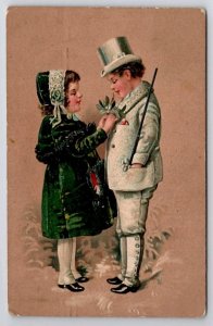 Christmas Victorian Children With Mistletoe Postcards I45