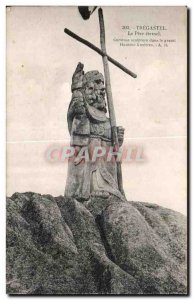 Old Postcard Tregastel The eternal Father Curiense Sculpture in the grant Hei...