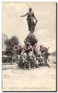 Paris Old Postcard Statue of the Republic by Dalou