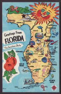 Greetings From Florida,Map Postcard