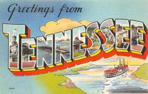 GREETINGS FROM TENNESSEE LARGE LETTER POSTCARD (c. 1940s)