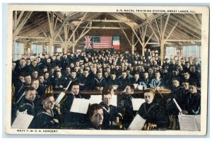 c1920 Navy YMCA Concert US Naval Training Station Great Lakes Illinois Postcard