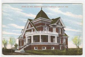 William Jennings Bryan Home Lincoln NE 1910s postcard