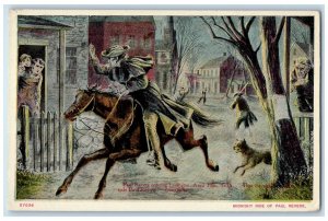 c1910 Paul Revere Lexington Longfellow Horse Moonight Ride Paul Revere Postcard