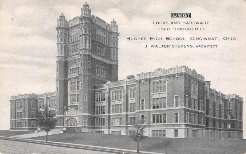 Cincinnati Ohio Hughes High School Exterior View Antique Postcard J67934