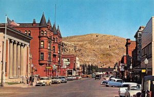 Anaconda, Montana MT   STREET SCENE  50's Cars~BPOE~Montana Hotel   Postcard