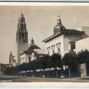 1915 San Diego, CA Expo RPPC Prado Real Photo Balboa Tower Postcard Oakes A99