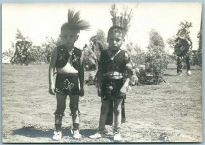 AMERICAN INDIAN LITLE BOYS VINTAGE REAL PHOTO