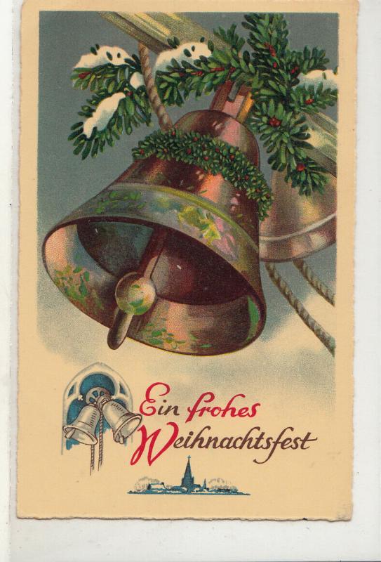 Christmas 1934 greetings postcard Germany bells bell