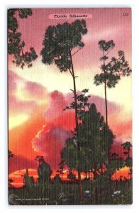 Postcard Florida Silhouette Sunset Sky c1960 Postmark