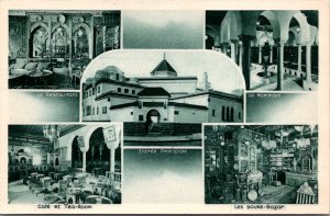 Restaurant Hamman Paris Mosque Souks marketplace tea room 1930s vtg postcard