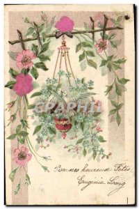 Old Postcard Fantasy Flowers Doves