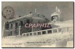 Old Postcard L & # 39Observatoire the Puy de Dome in winter