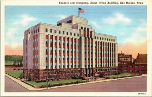 Bankers Life Company Home Office Buiding Des Moines Iowa Linen Unp Postcard 