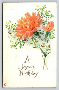 Pale Orange Flowers Joyous Birthday Embossed Vintage Postcard 1157
