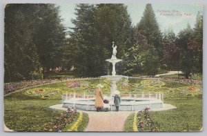 Portland Oregon~City Park Fountain & Flower Gardens~Vintage Postcard
