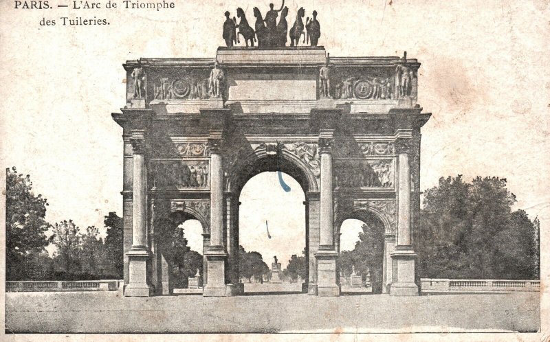 Vintage Postcard L'Arc de Triomphe des Tuileries Paris France FR