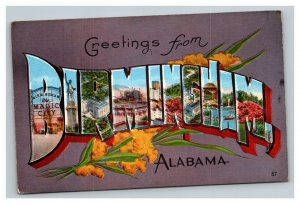 Vintage 1940's Postcard Greetings From Birmingham Alabama - State Flower Cities