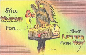 Still Waiting For That Letter From You Vintage Comic Postcard