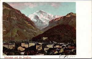 Vtg Interlaken Switzerland Jungfra Summit Bernese Alps pre-1908 Postcard