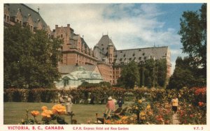 Vintage Postcard C. P. R. Empress Hotel and Rose Gardens Victoria B. C. Canada