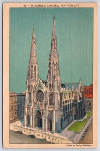 1945 Saint Patrick's Cathedral New York City NY Roman Catholic Posted Postcard