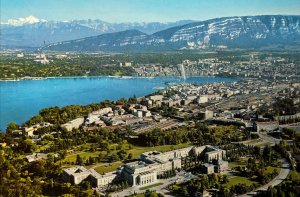 Aerial View Posted Geneve, Switzerland - Le Palais des Nations Postcard