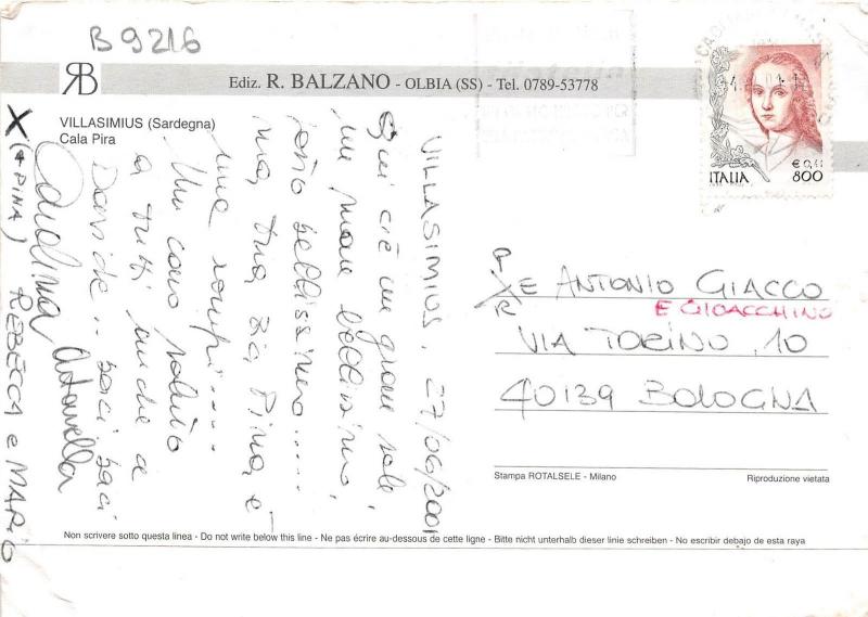 B9216 Villasimus Cata Pira Sardegna