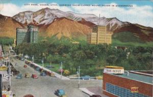 Utah Ogden City Park Showing Snow Capped Mount Ogden In Background 1949