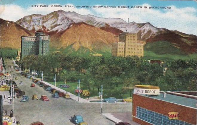 Utah Ogden City Park Showing Snow Capped Mount Ogden In Background 1949