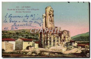 Old Postcard La Turbie Route De La Corniche Tower & # 39Auguste