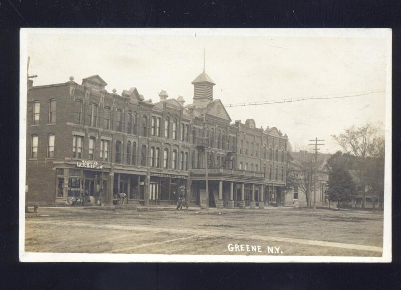 RPPC GREENE NEW YORK DOWNTOWN STREET SCENE STORES NY REAL 